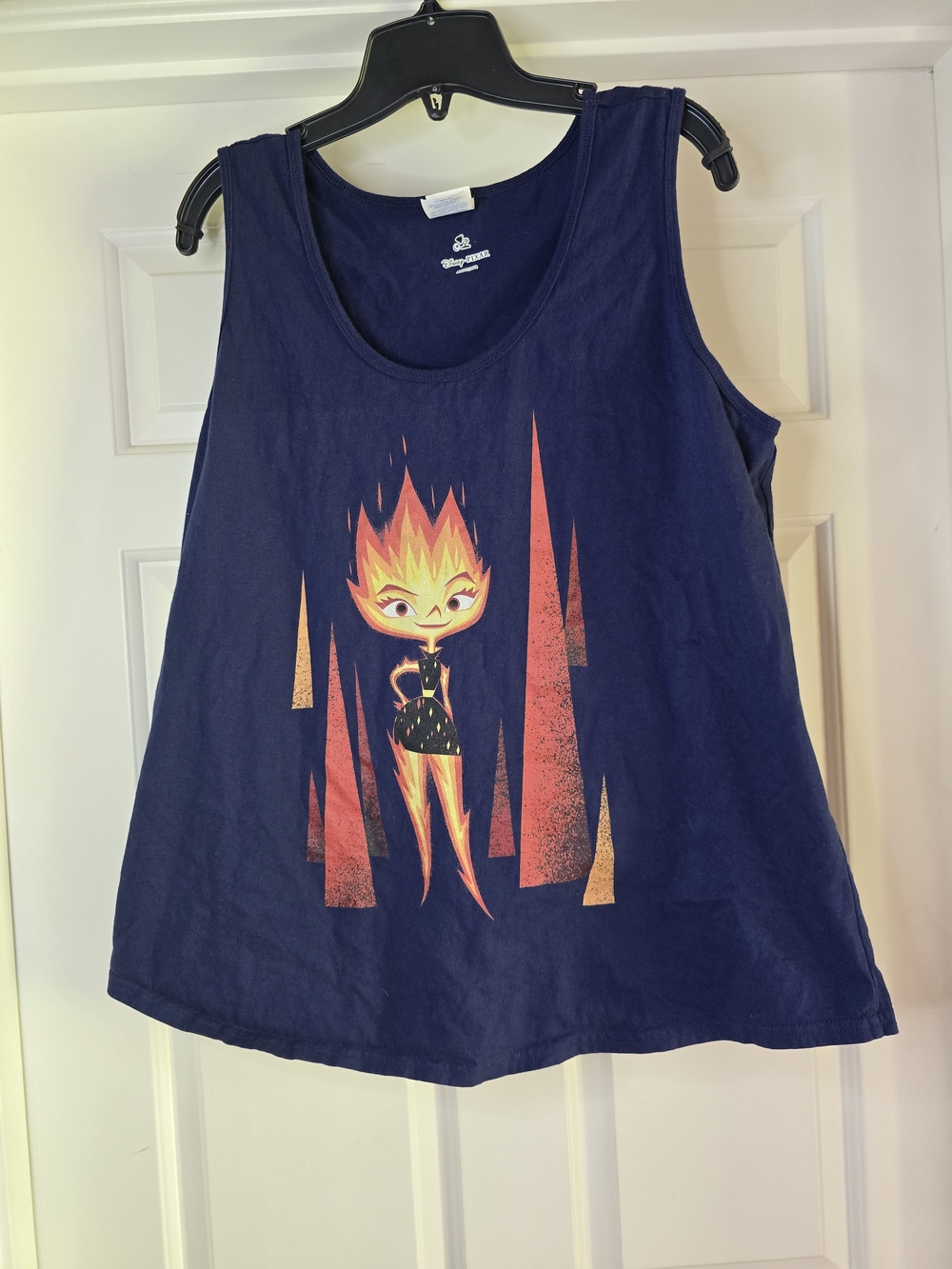 Official Disney Pixar Navy Tank Top with Ember Character Graphic - 100% Cotton